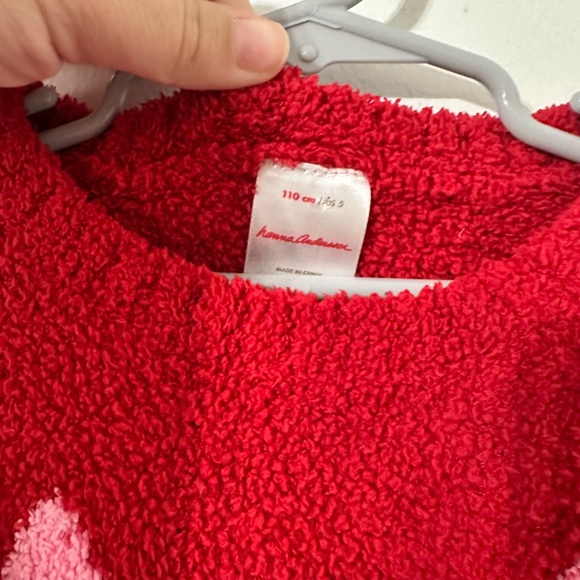 Hanna Andersson Red Valentines Day Sweater Pink Hearts Sz 5 - Picture 4 of 6